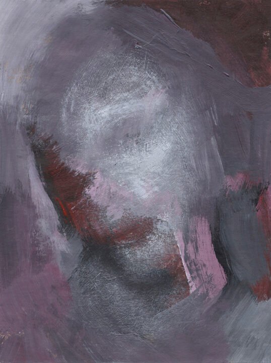 A face appear or disappear, acrylic painting by Charlie Plisson, french outsider artist