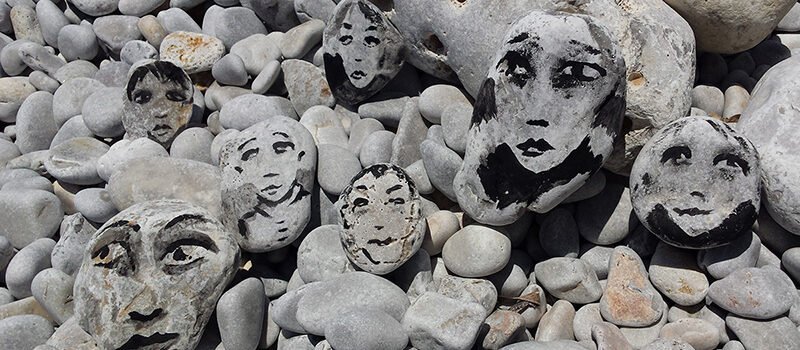 Faces on pebbles, Agistri – Greece